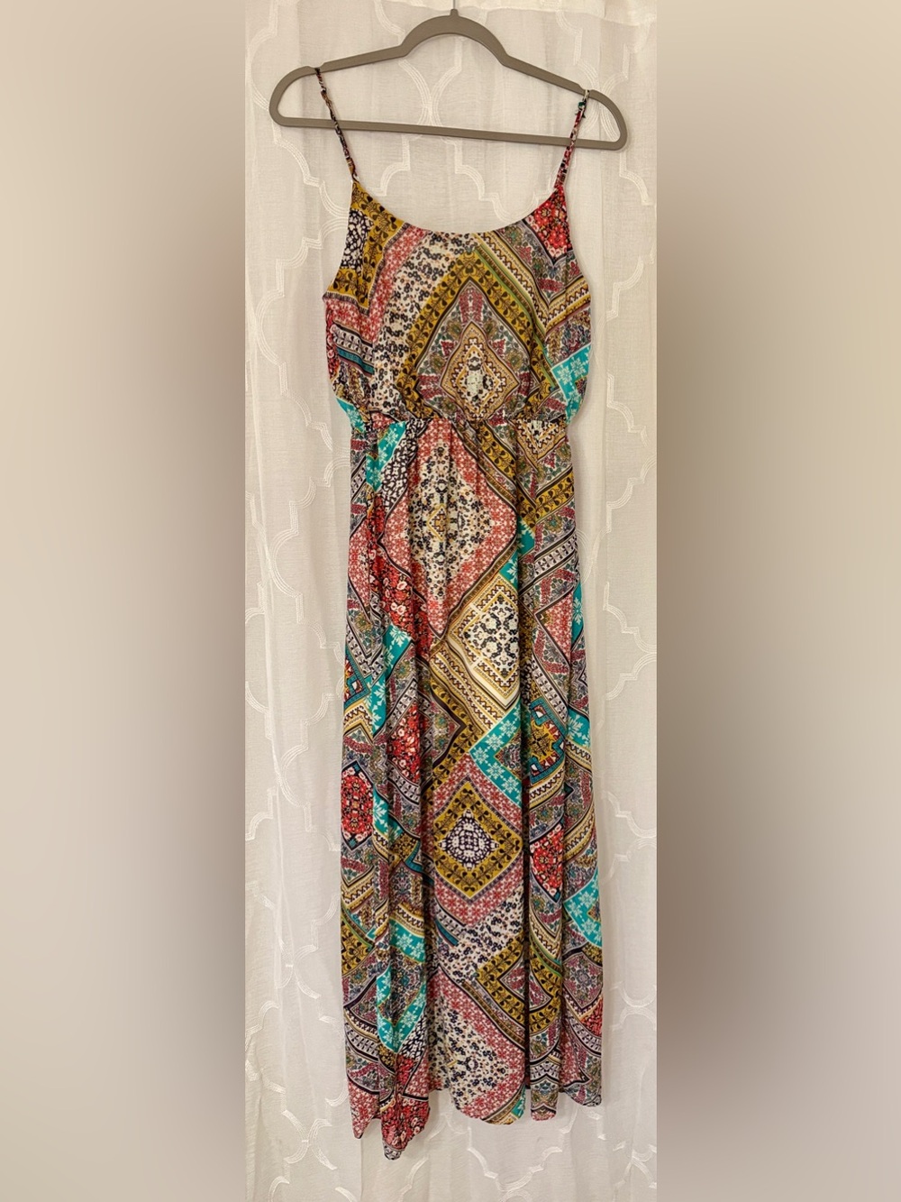Eyeshadow Boho Patchwork Print Maxi Dress Size Medium